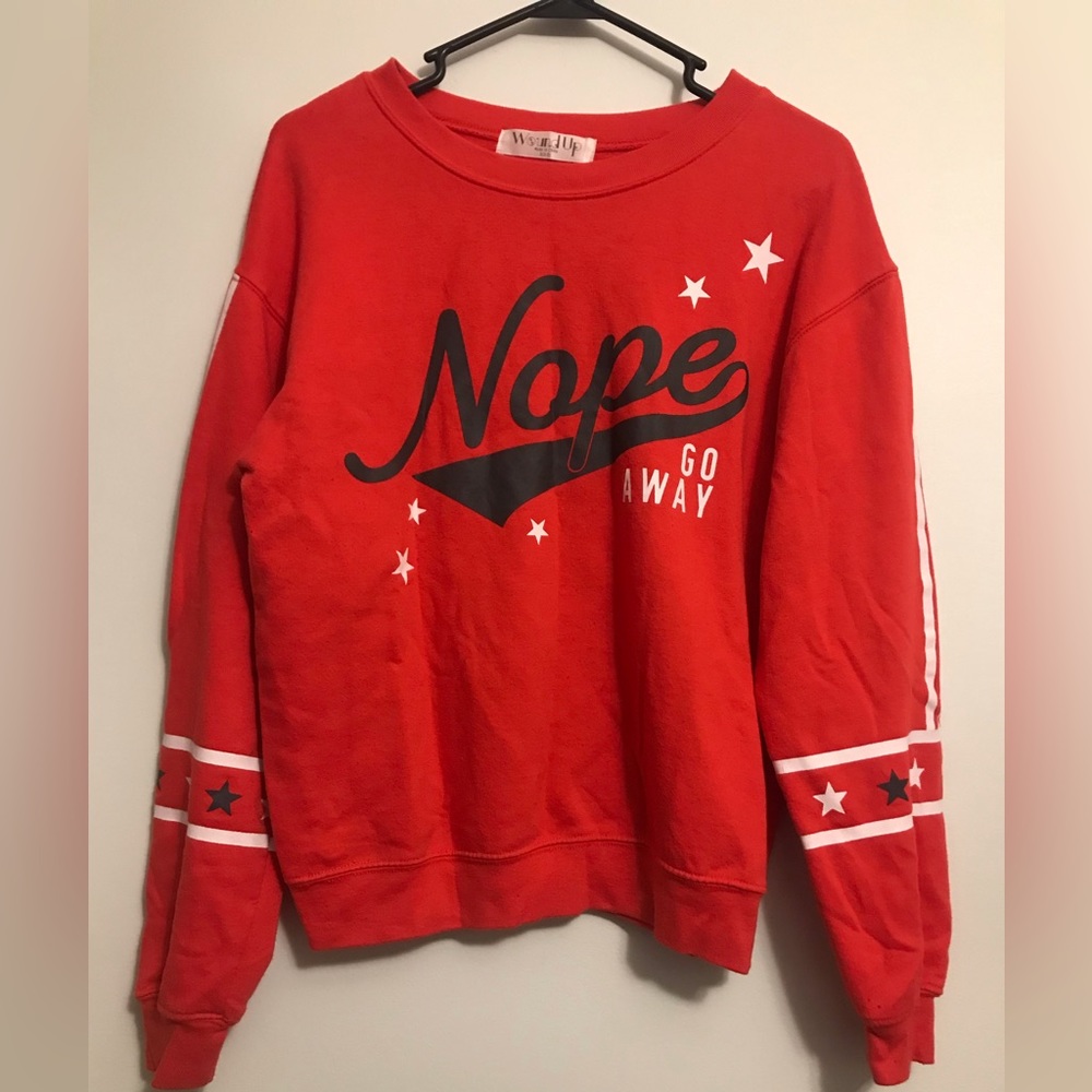 Small cotton sweater. Graphic, Nope